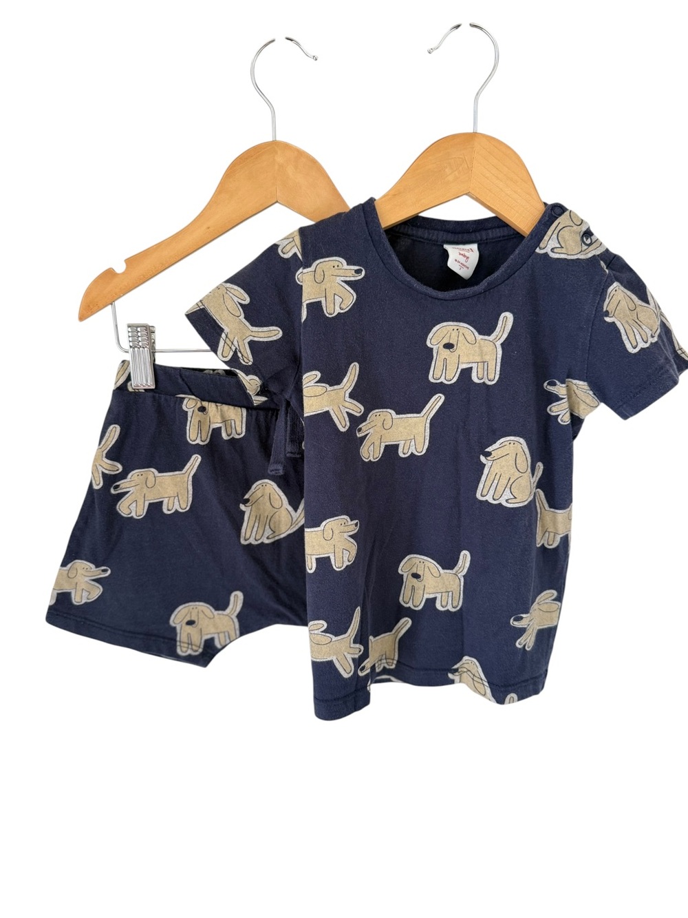 Seed Heritage Navy Short-Sleeve Set with Tan Dog Print 18/24 months